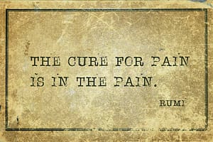 Rumi Quote - The Cure for Pain is Pain Mindfulness Meditation